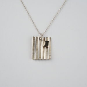 Ripple square silver and gold pendant and chain