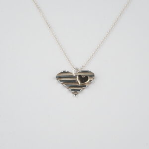 Ripple Heart in silver and gold pendant and chain