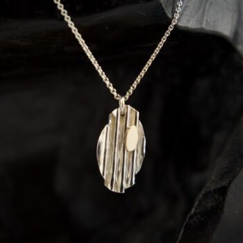 Ripple Oval and Gold Pendant